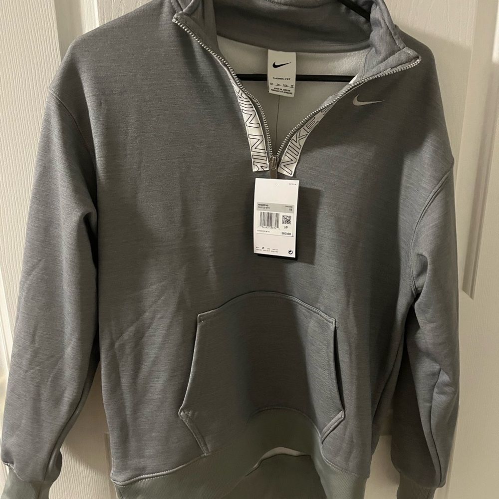 Nike Gray Zip Up Top with Mock Neck